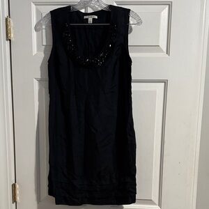Banana Republic Black Embellished Shift Dress 100% Silk